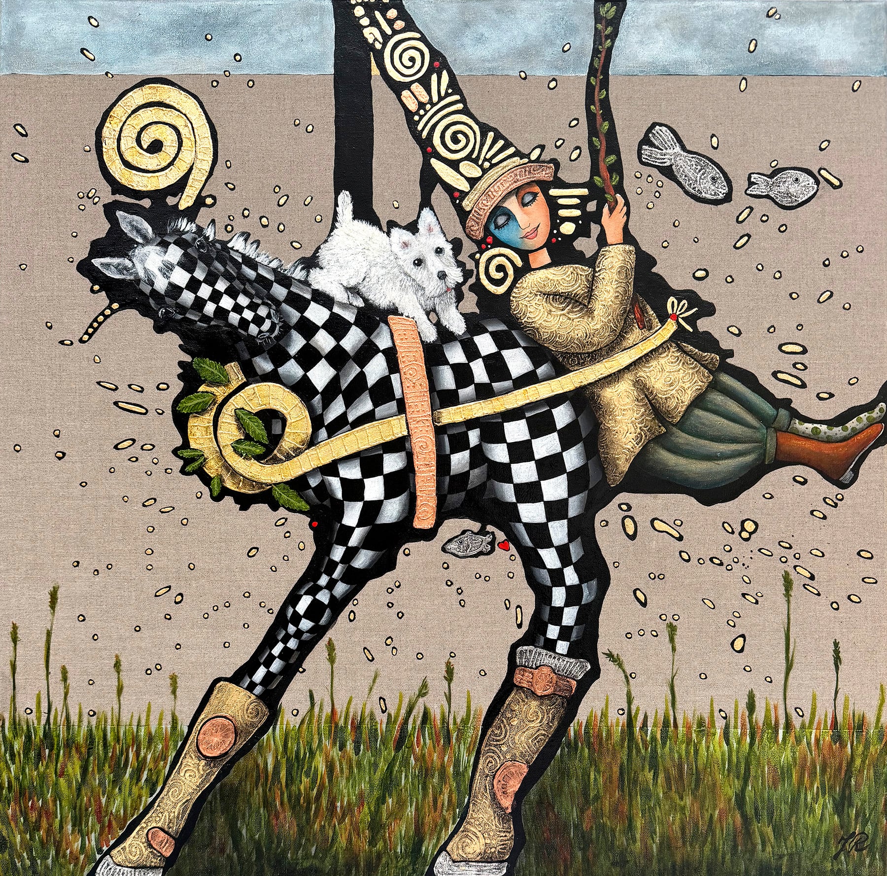 Hvorfor er det I vil i Bilka, Holger har styr på det hele!
70x70cm - Akryl og bladmetal